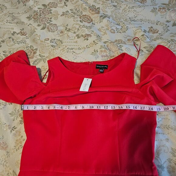 NWT Long Tall Sally Red Cold Shoulder Shift Dress Women’s Size 10 US - Picture 6 of 7